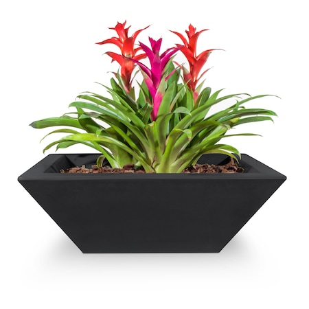 The Outdoor Plus 30 Square Maya Planter Bowl - GFRC Concrete - Black - OPT-30SP-BLK